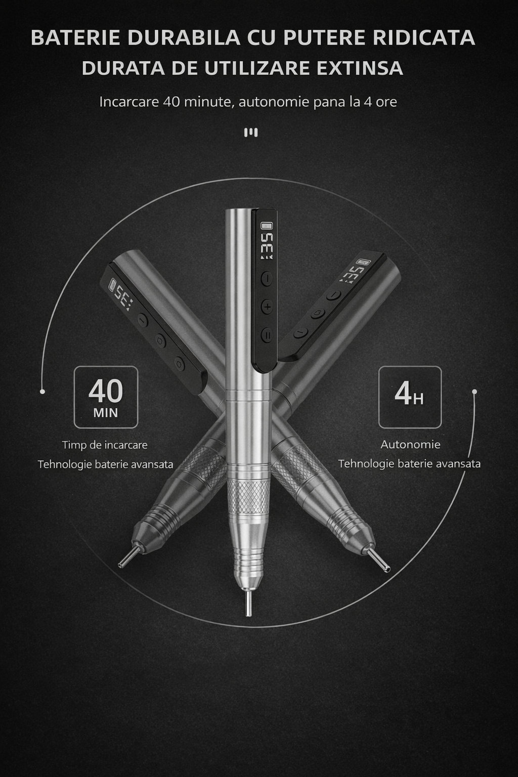 Freza Profesionala Reincarcabila – 35.000 RPM, Wireless Design