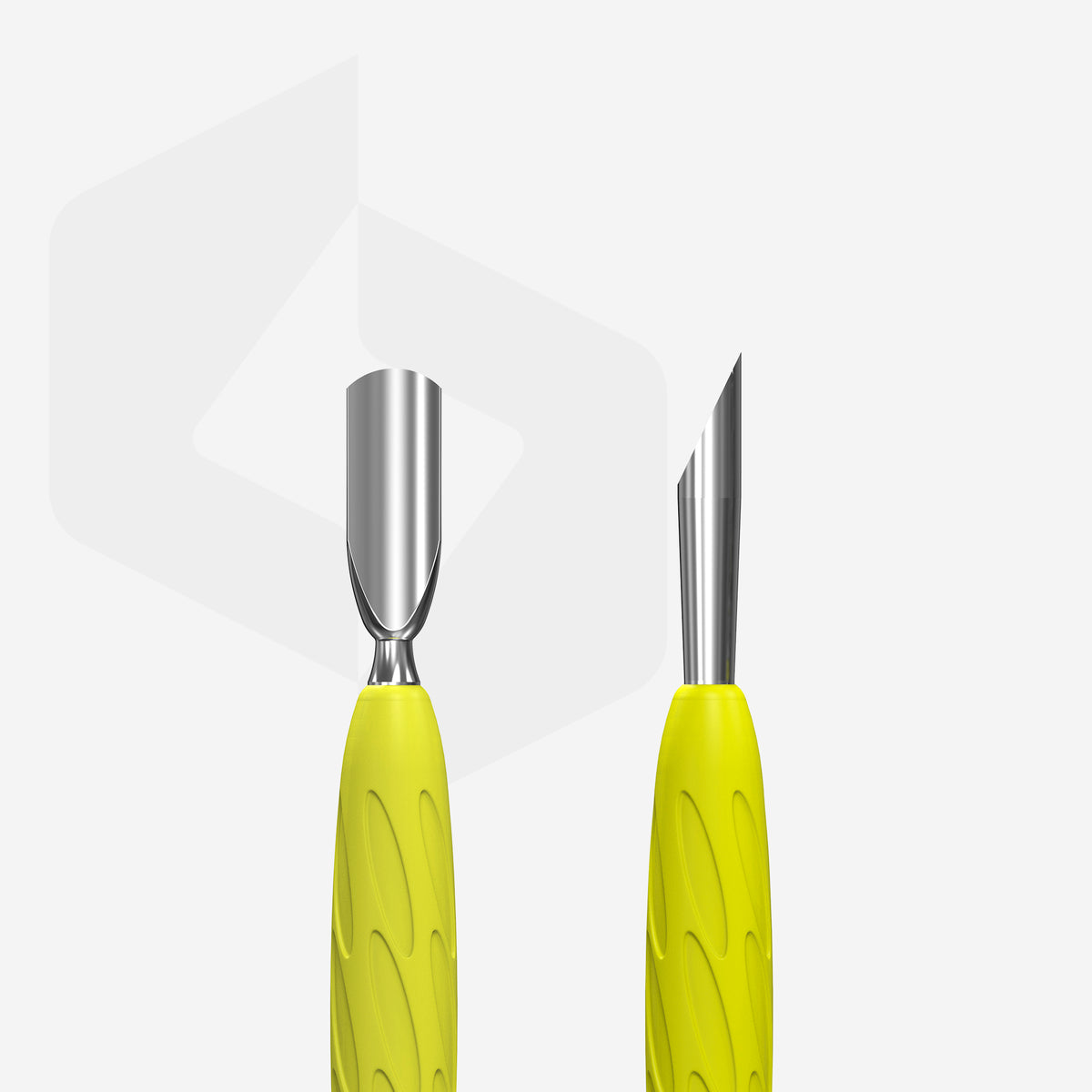Pusher cuticule profesional inox, pusher cuticule galben, vedere multipla, Staleks Uniq, PQ-10/2y