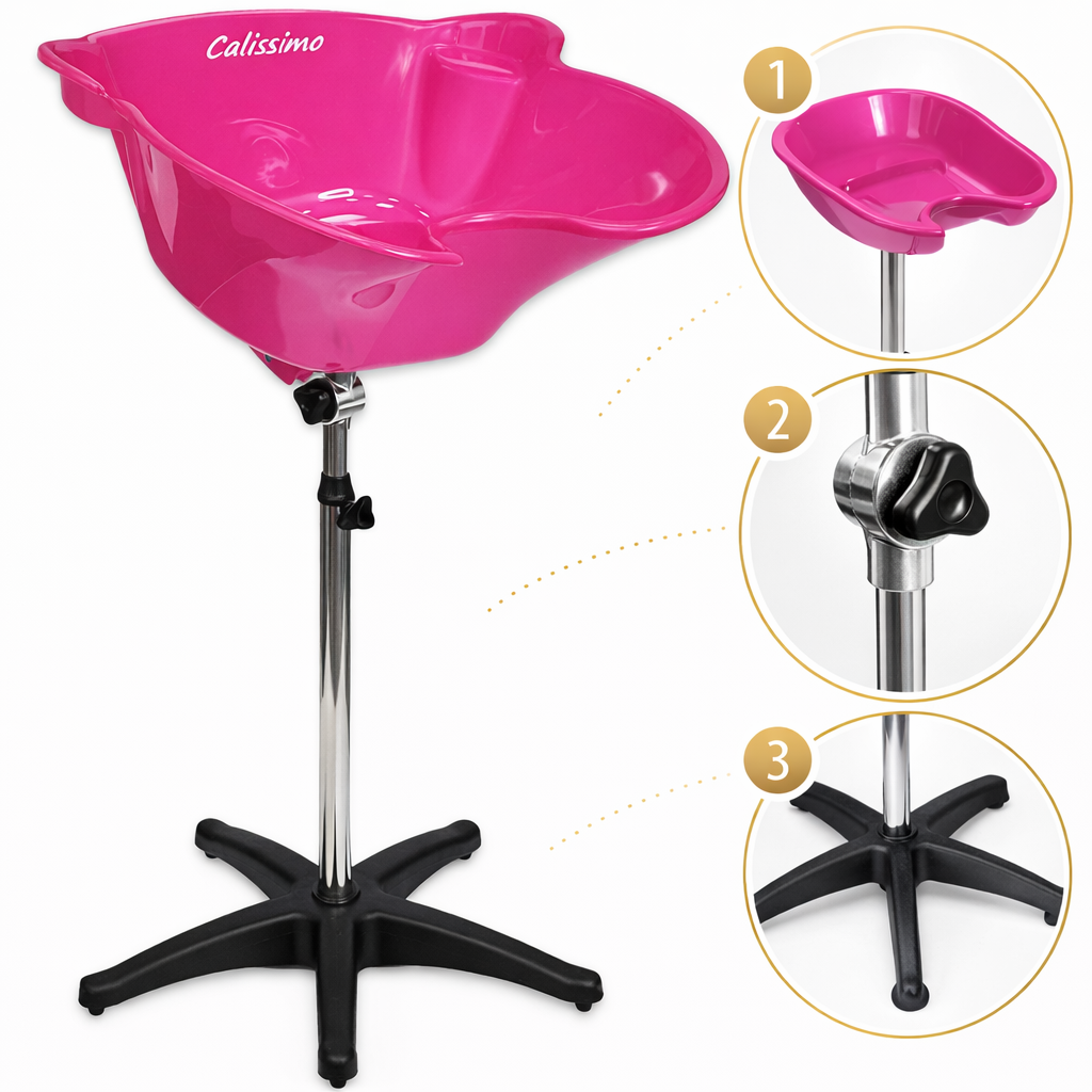 Scafa Portabila Coafor/Frizerie | Inaltime si Inclinare ajustabile | Roz