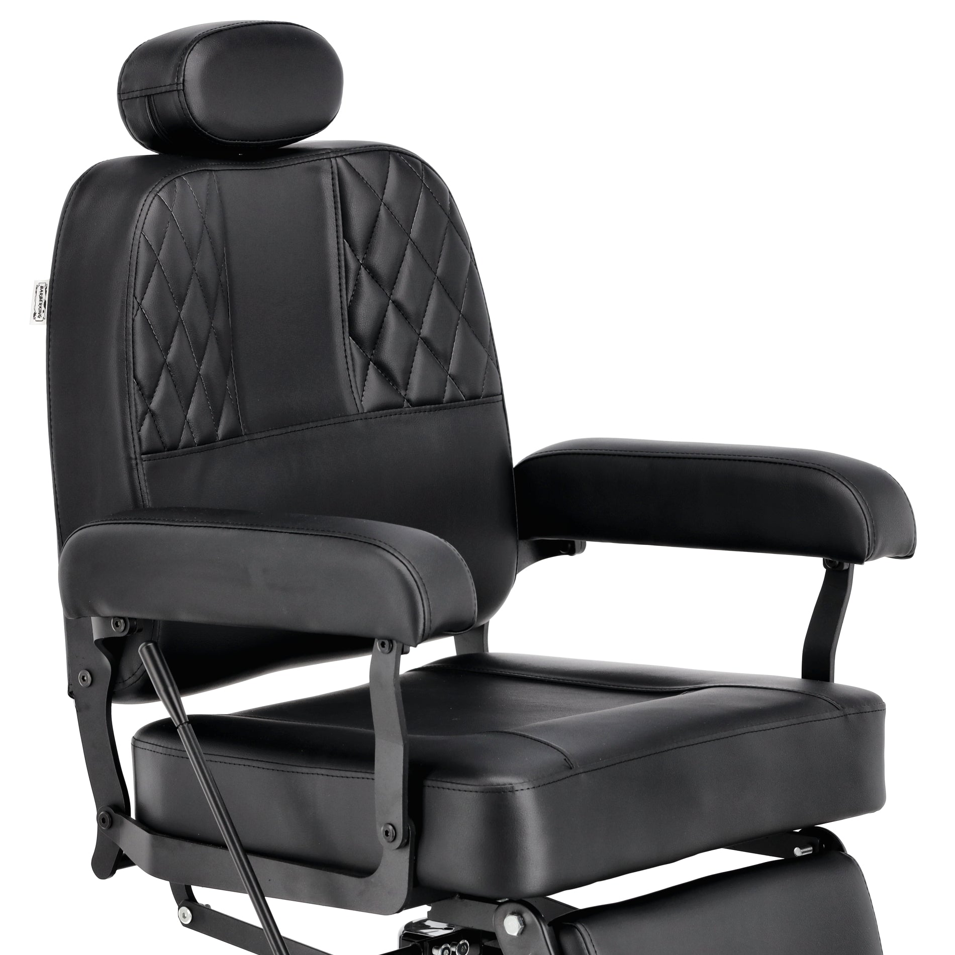 Scaun barber profesional Nestor cu design modern si tapiterie neagra premium