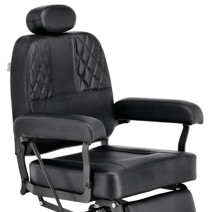 Scaun barber profesional Nestor cu design modern si tapiterie neagra premium