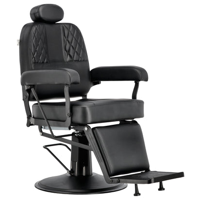 Scaun barber profesional Nestor Elite negru cu tetiera reglabila si suport pentru picioare pentru salon frizerie modern