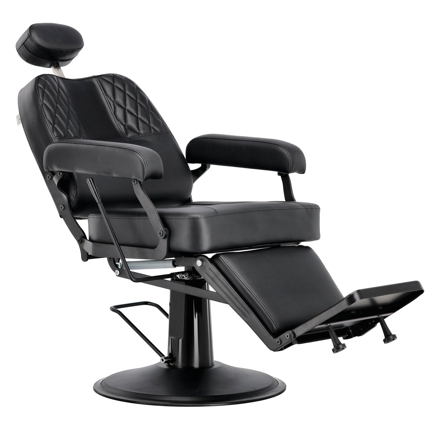 Vedere laterala dreapta pentru scaun barber Nestor Elite cu suport de picioare si baza rotunda stabila
