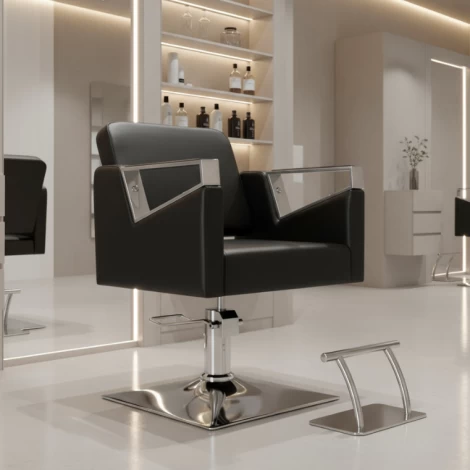 Scaun coafor / frizerie Black Tomas, pompa hidraulica, rotativ