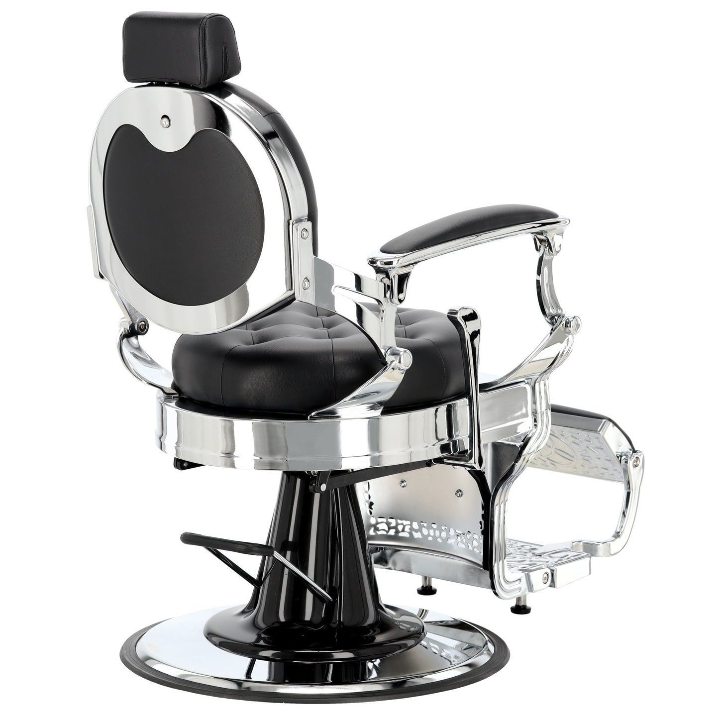 Scaun de frizerie hidraulic | Barber King | Negru-Argintiu