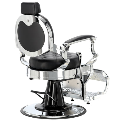 Scaun de frizerie hidraulic | Barber King | Negru-Argintiu