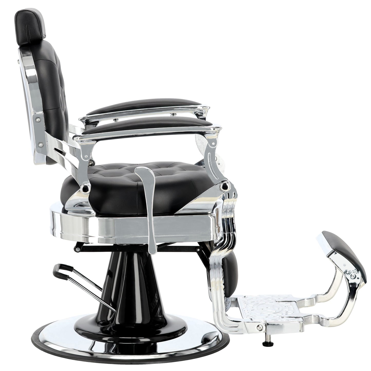 Scaun de frizerie hidraulic | Barber King | Negru-Argintiu