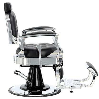 Scaun de frizerie hidraulic | Barber King | Negru-Argintiu
