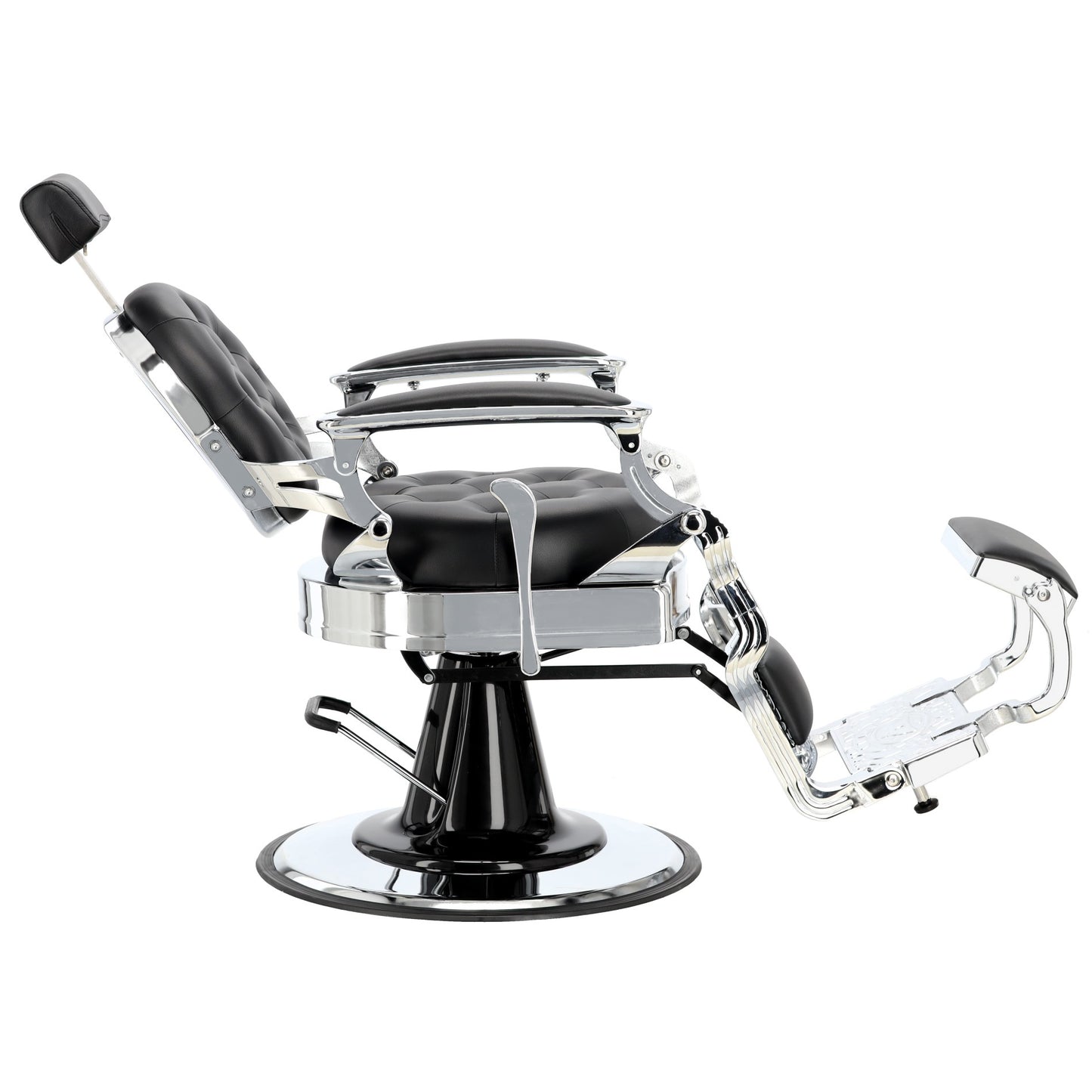 Scaun de frizerie hidraulic | Barber King | Negru-Argintiu
