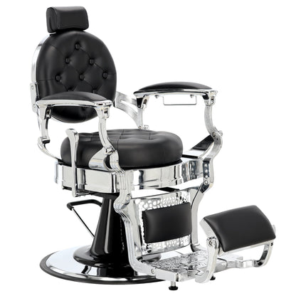 Scaun de frizerie hidraulic | Barber King | Negru-Argintiu