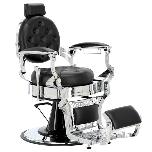 Scaun de frizerie hidraulic | Barber King | Negru-Argintiu