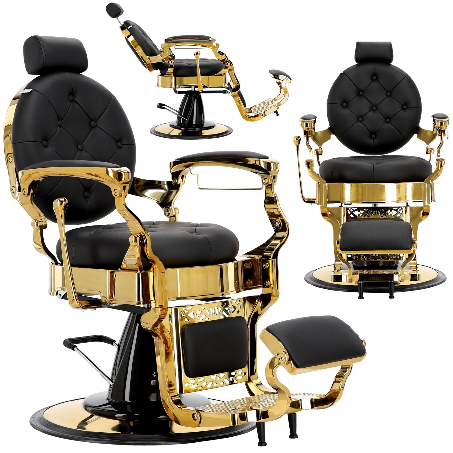 Scaun de frizerie hidraulic | Barber King | Negru-Gold