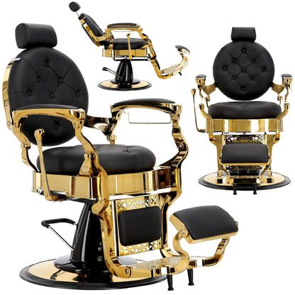 Scaun de frizerie hidraulic | Barber King | Negru-Gold