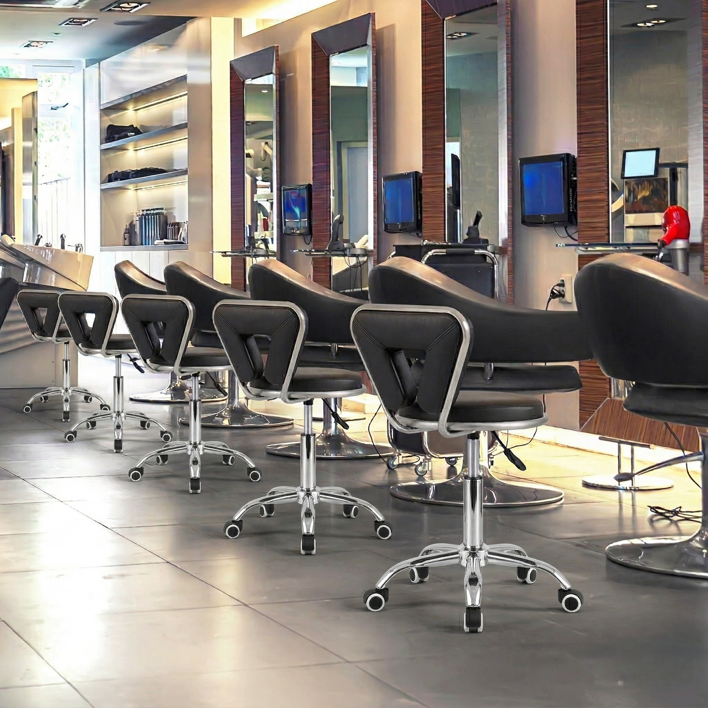 Scaun Rotativ Profesional, Design V-Shape, Suport Lombar – Negru/Alb