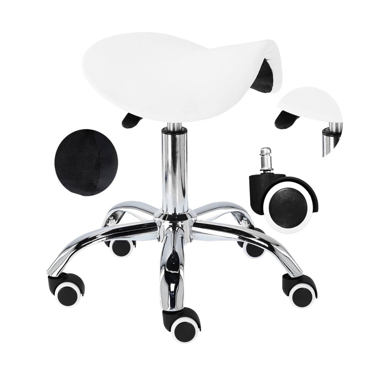 Taburet cosmetic pentru coafor | scaun tip șa | baza metalica
