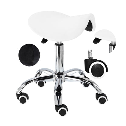 Taburet cosmetic pentru coafor | scaun tip șa | baza metalica