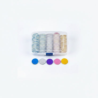Set 200 rezerve abrazive autoadezive pododisc 25mm in cutie organizatoare cu 5 culori si granulatii.