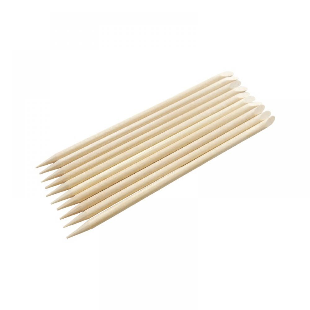 Set 10 bete - lemn natural portocal pentru impins cuticula – capete duble, rezistente, ideale pentru nail art