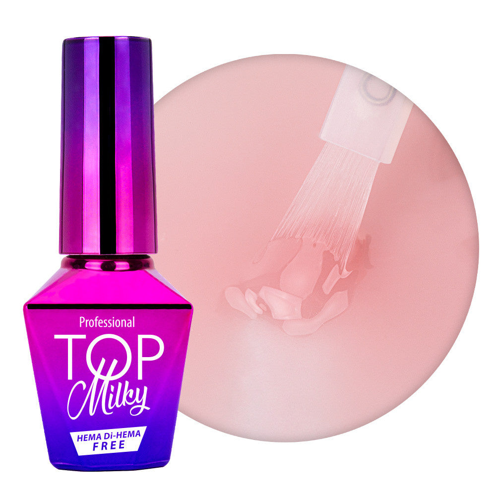 Top Coat MollyLac Milky Rose Sepia – Finisaj Laptos, HEMA Free & No Wipe