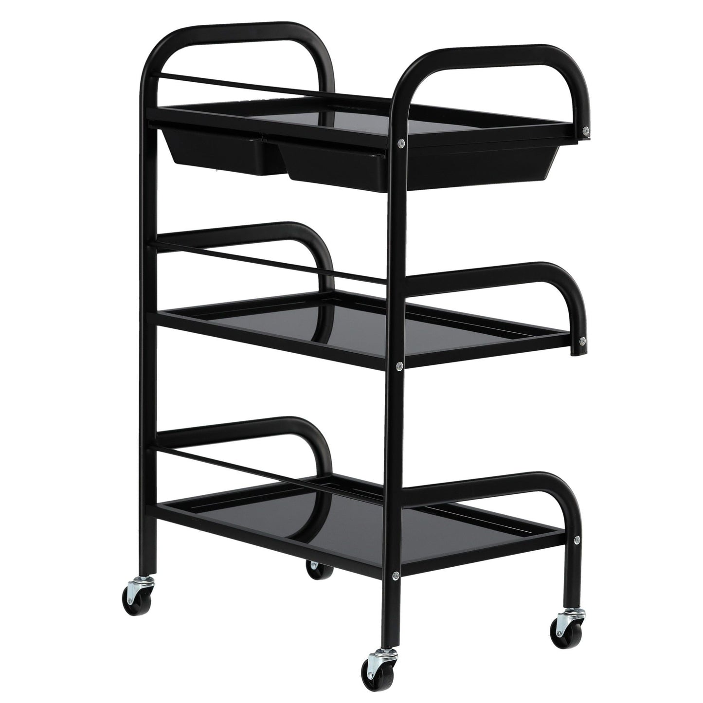 Ucenic Profesional Cosmetica 58 cm | Structura 3 Polite si 2 Sertare | Negru