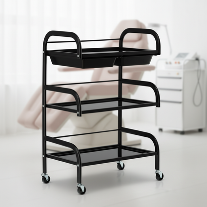 Ucenic Profesional Cosmetica 58 cm | Structura 3 Polite si 2 Sertare | Negru