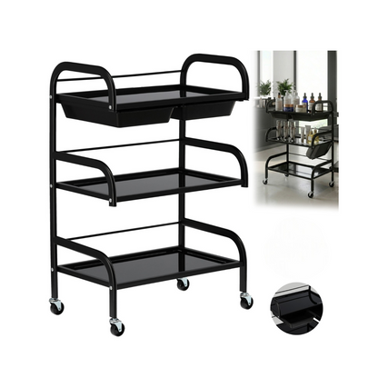 Ucenic Profesional Cosmetica 58 cm | Structura 3 Polite si 2 Sertare | Negru