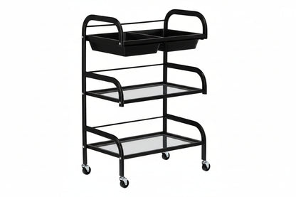 Ucenic Profesional Cosmetica 58 cm | Structura 3 Polite si 2 Sertare | Negru