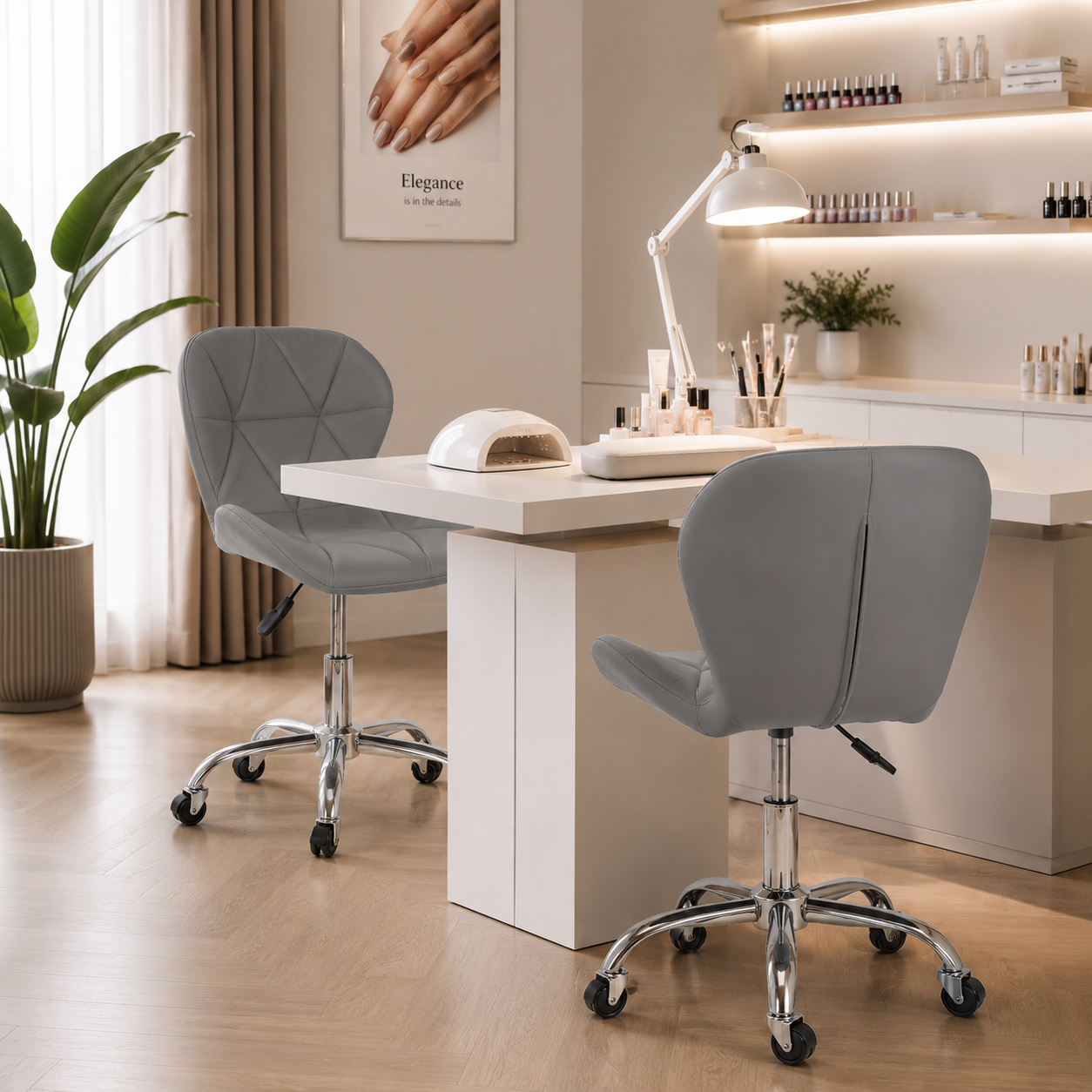Scaun Ergonomic Manichiura / Cosmetica Diamond Grey – Inaltime Reglabila