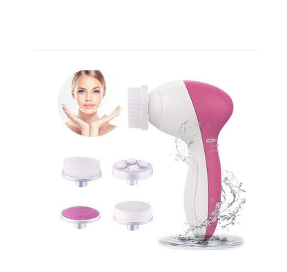 Aparat curatare Faciala, tip Perie, 5 in 1, Multifunctionala, Rezistent la apa, 5 capete de periere/exfoliere