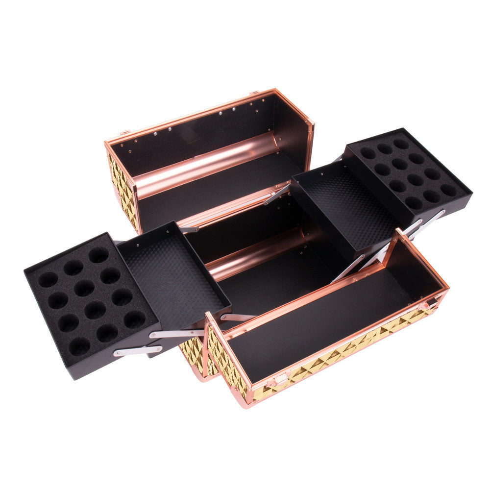 Geanta cosmetice cu organizator, Diamond 3D, gold, marimea L