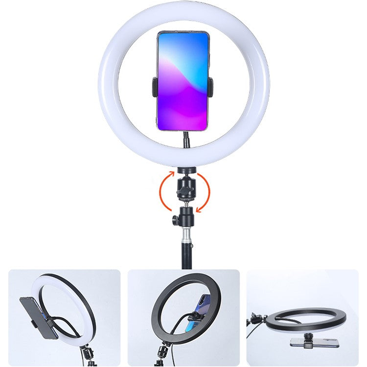 Ring Light, Lampa circulara LED 26cm, cu trepied 210cm, suport telefon