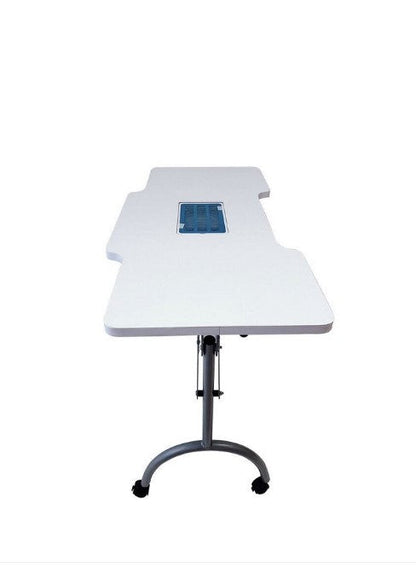 Masa Manichiura cu Aspirator Incorporat si Roti, Alba 9007