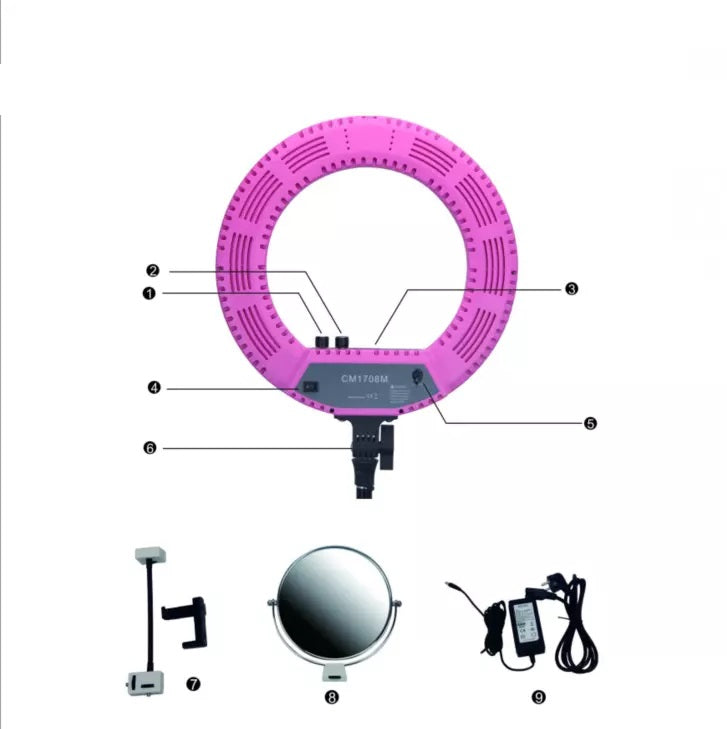 Lampa Circulara cu Oglinda, Ring Light LED, 45cm Pink