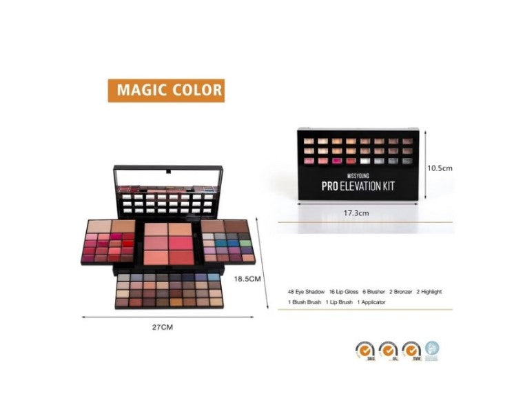 Trusa de machiaj Miss Young, completa, Exclusive Beauty cu 74 culori